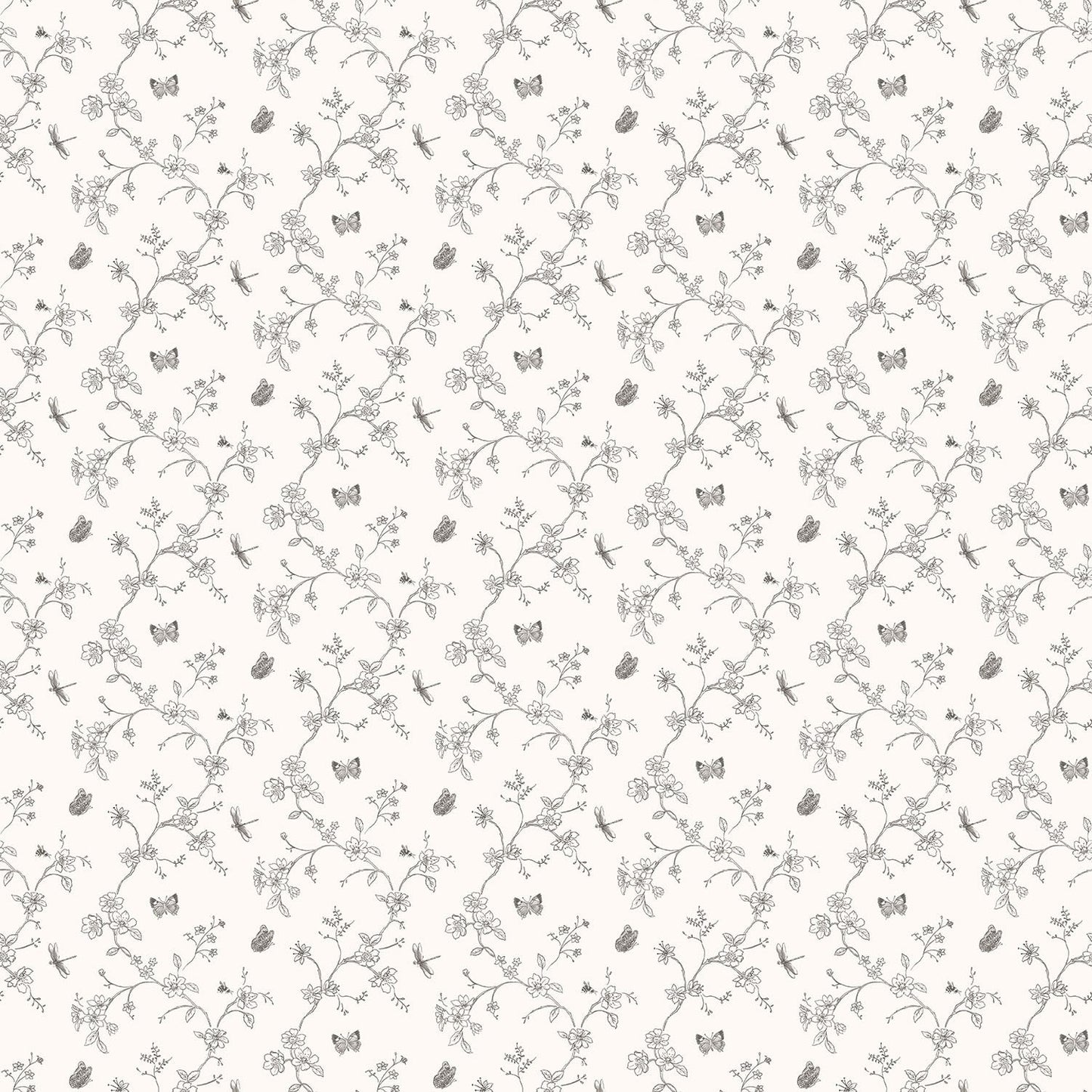 Miniatures 2 Trellis Butterfly Wallpaper - Charocal - Galerie - G67850 - Premier Wallcovering