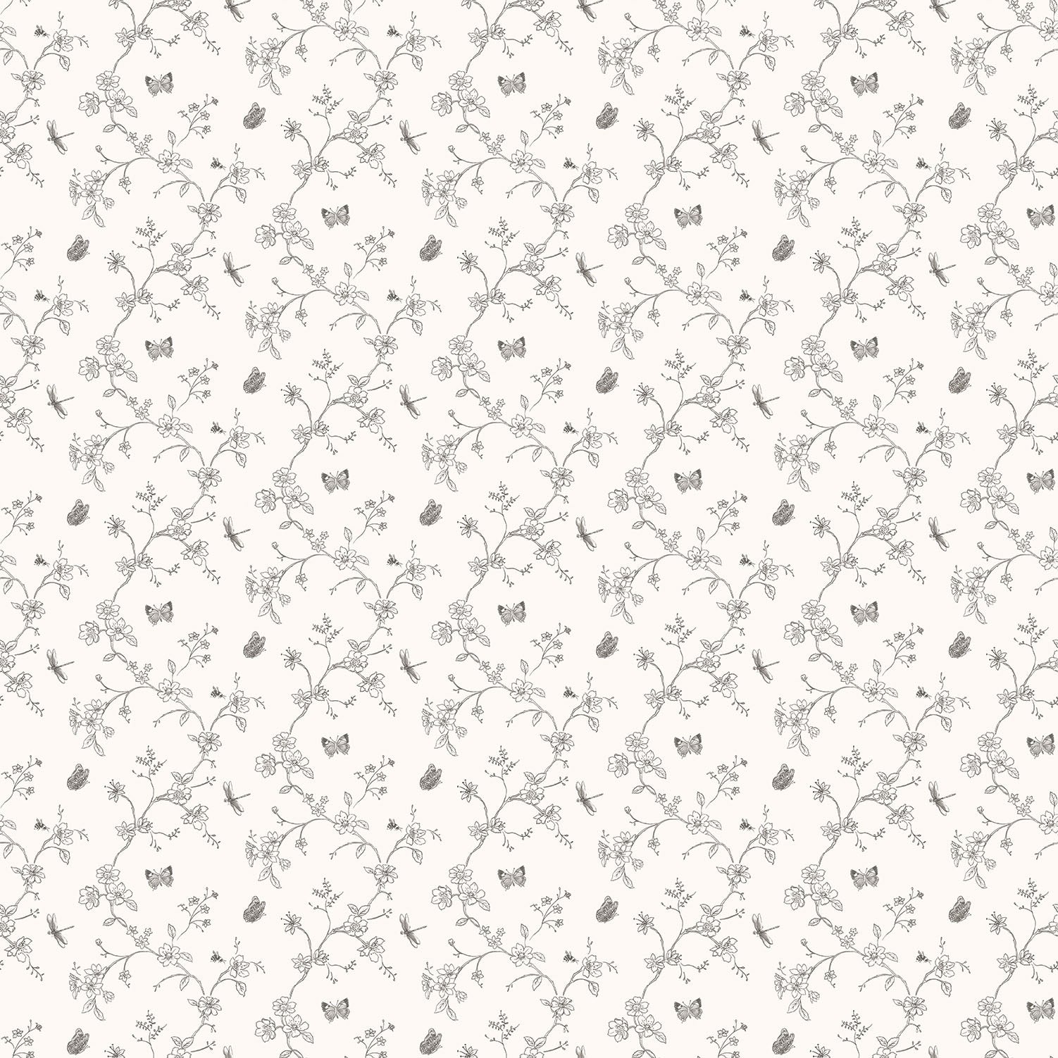 Miniatures 2 Trellis Butterfly Wallpaper - Charocal - Galerie - G67850 - Premier Wallcovering