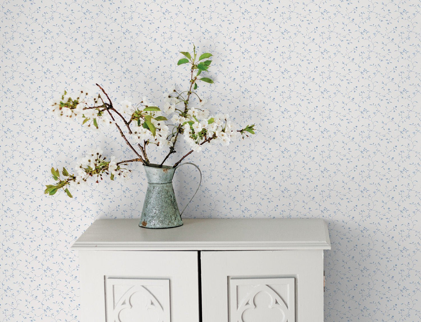 Miniatures 2 Trellis Vines Wallpaper - Blue - Galerie - G67920 - Premier Wallcovering