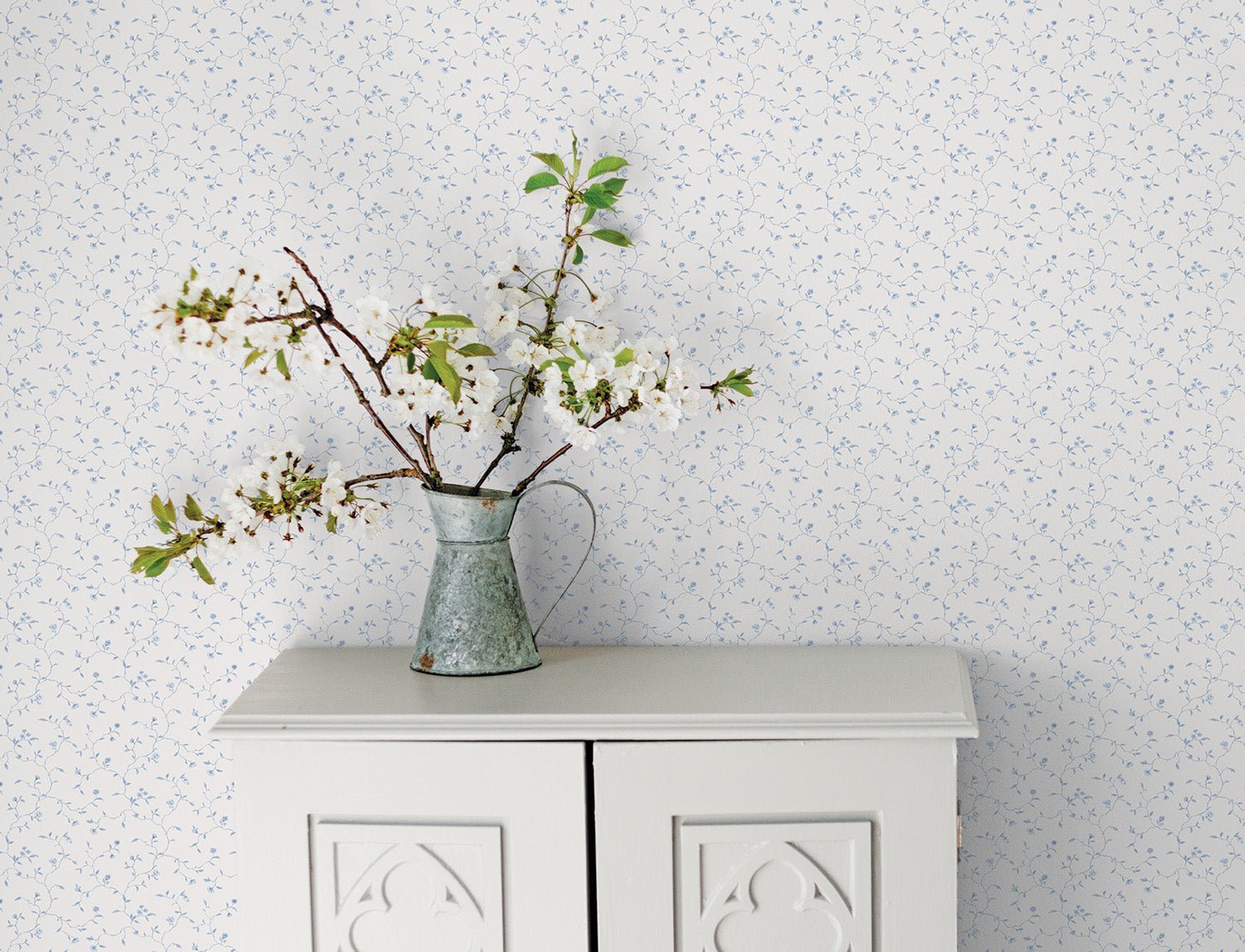 Miniatures 2 Trellis Vines Wallpaper - Blue - Galerie - G67920 - Premier Wallcovering