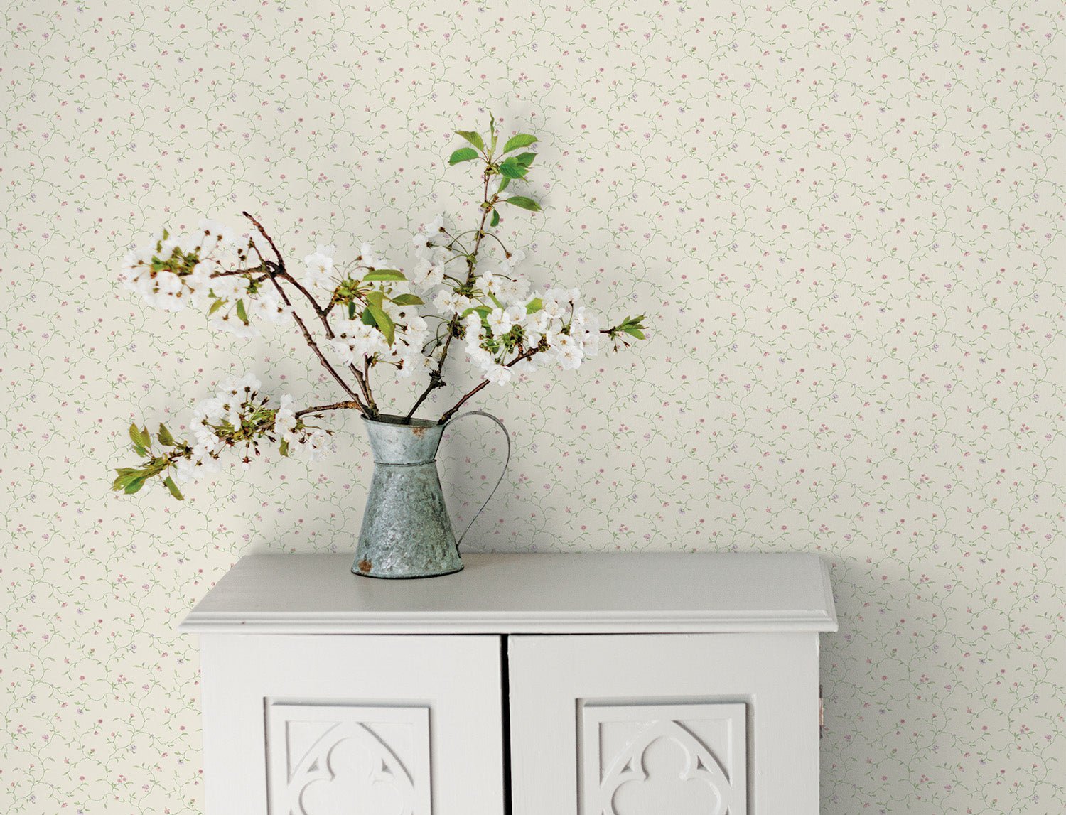 Miniatures 2 Trellis Vines Wallpaper - Lilac / Green / Cream - Galerie - G67922 - Premier Wallcovering