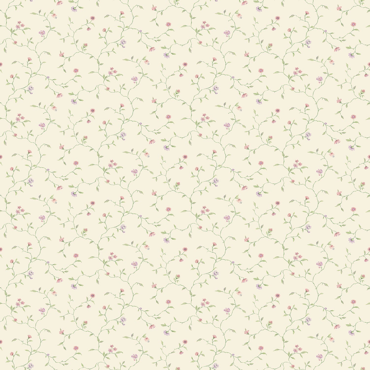 Miniatures 2 Trellis Vines Wallpaper - Lilac / Green / Cream - Galerie - G67922 - Premier Wallcovering