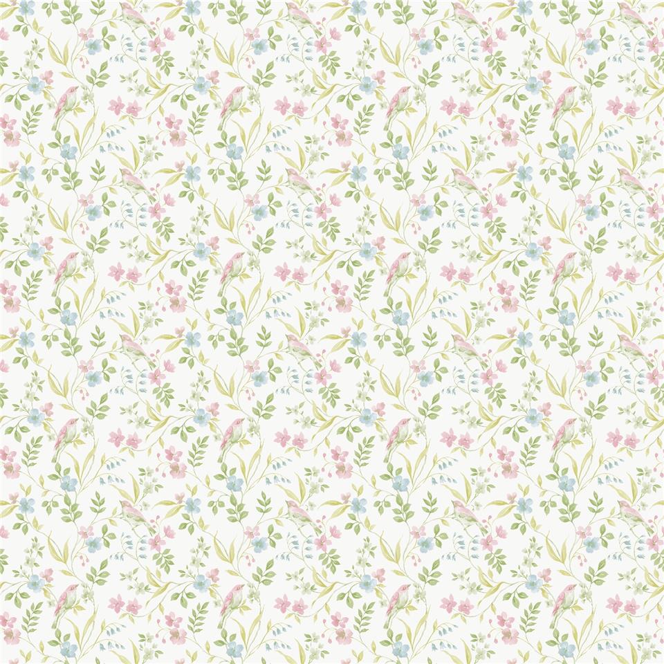 Miniatures 3 Garden Bird Wallpaper - Pink / Green - Galerie - G68716 - Premier Wallcovering