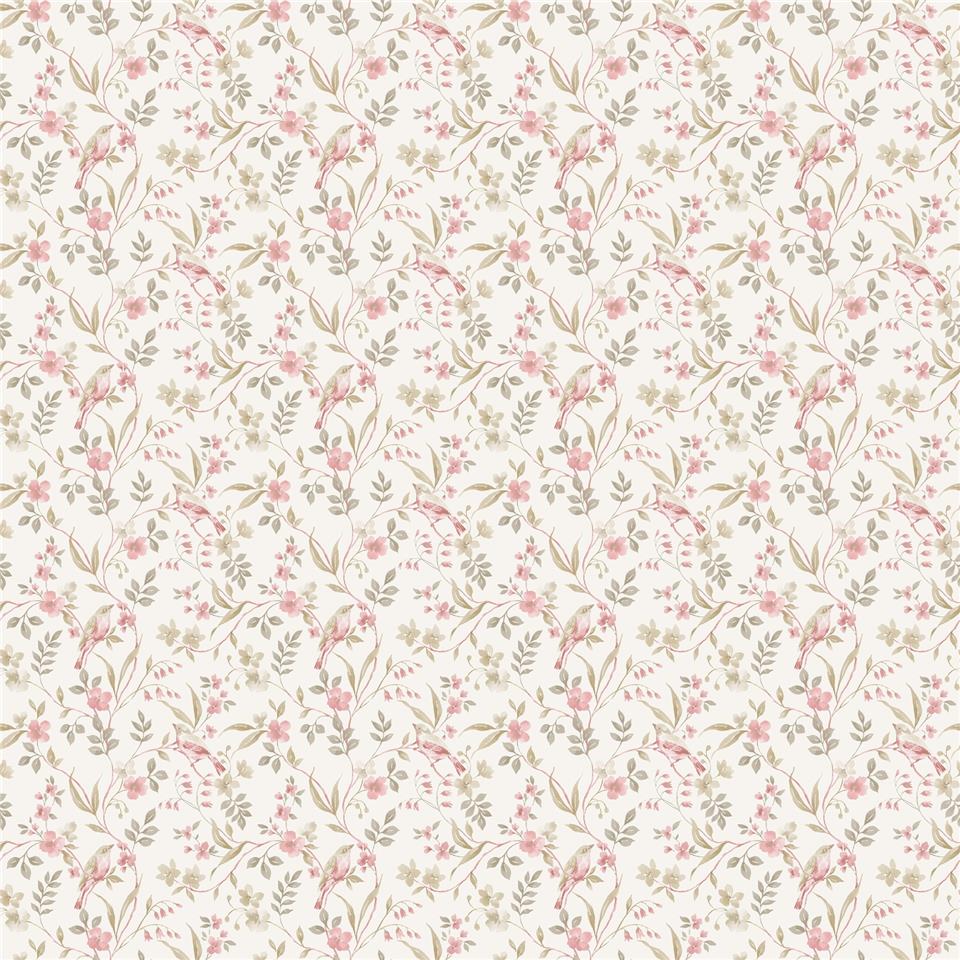 Miniatures 3 Garden Bird Wallpaper - Pink - Galerie - G68717 - Premier Wallcovering