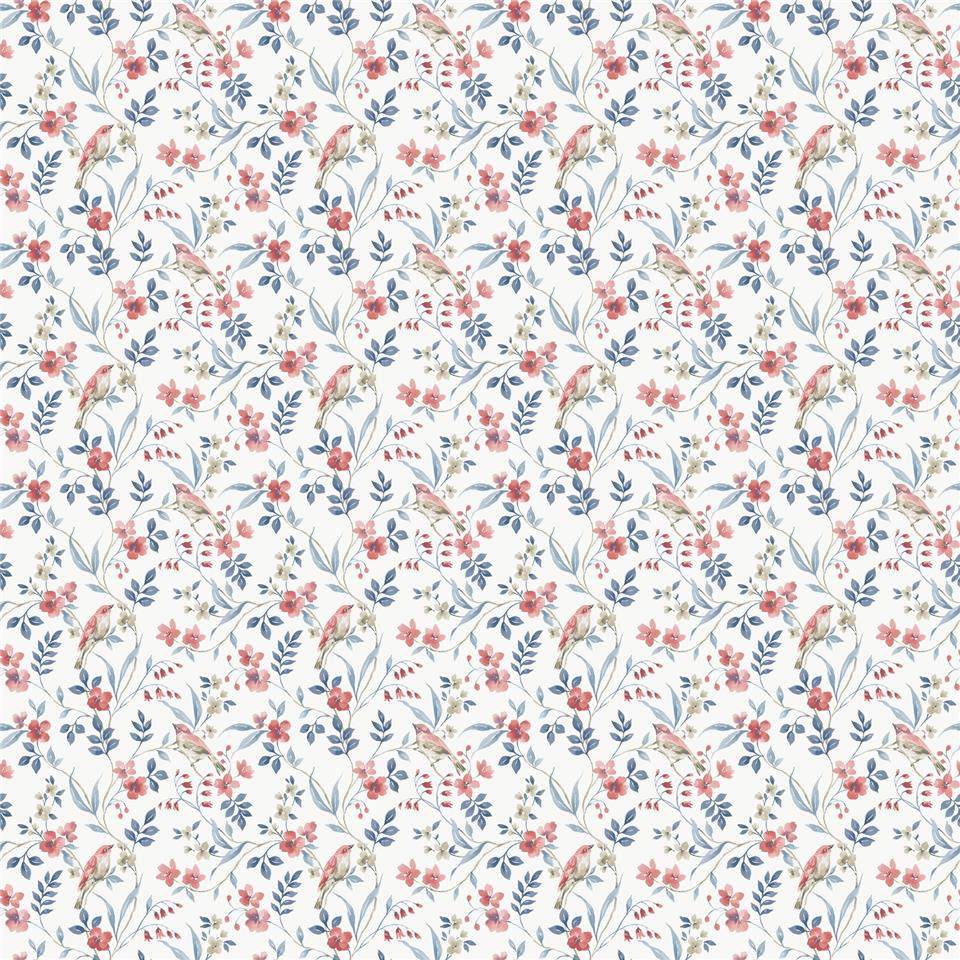 Miniatures 3 Garden Bird Wallpaper - Red - Galerie - G68715 - Premier Wallcovering