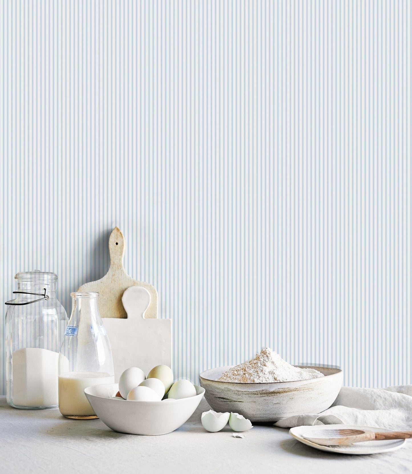 Miniatures 3 Ticking Stripe Wallpaper - Blue - Galerie - G68740 - Premier Wallcovering