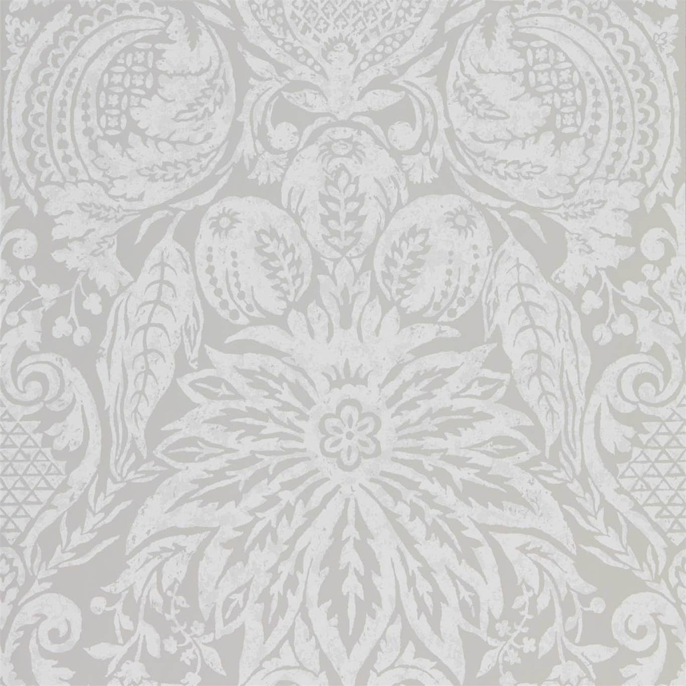 Mitford Damask Wallpaper - Platinum Grey - ZDAR312863 - Zoffany
