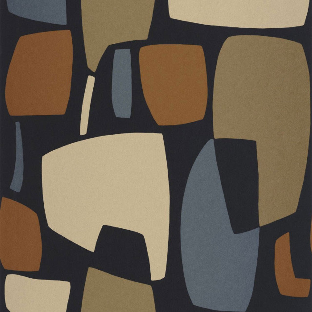 Module Milano Sixties Wallpaper - Noir And Kaki - Casadeco - 89389515 - Premier Wallcovering
