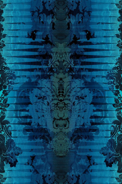 Moire Damask Foil Wallpaper - Sapphire Blue - Timorous Beasties - FOIL/MDAM/BLU/01 - Premier Wallcovering