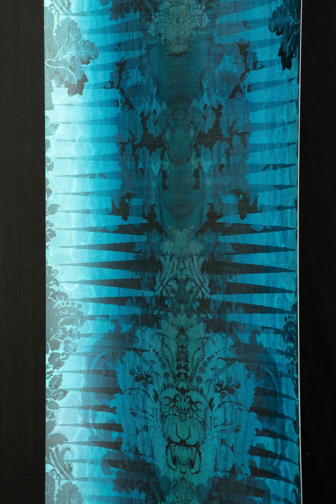 Moire Damask Foil Wallpaper - Sapphire Blue - Timorous Beasties - FOIL/MDAM/BLU/01 - Premier Wallcovering