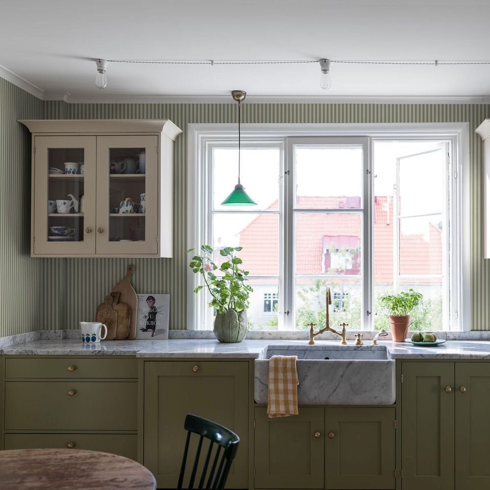 Molle Stripe Wallpaper - Green - Boråstapeter - 5734 - Premier Wallcovering