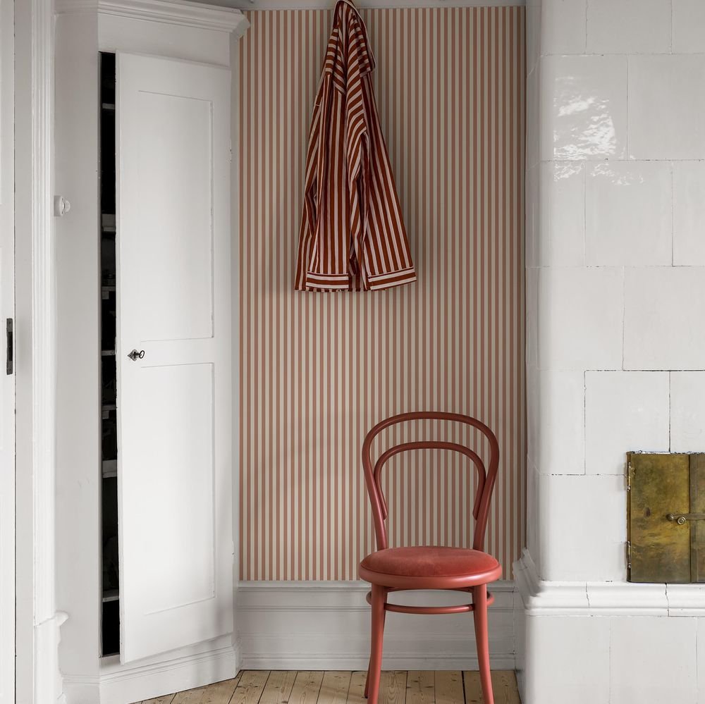 Molle Stripe Wallpaper - Red - Boråstapeter - 5736 - Premier Wallcovering