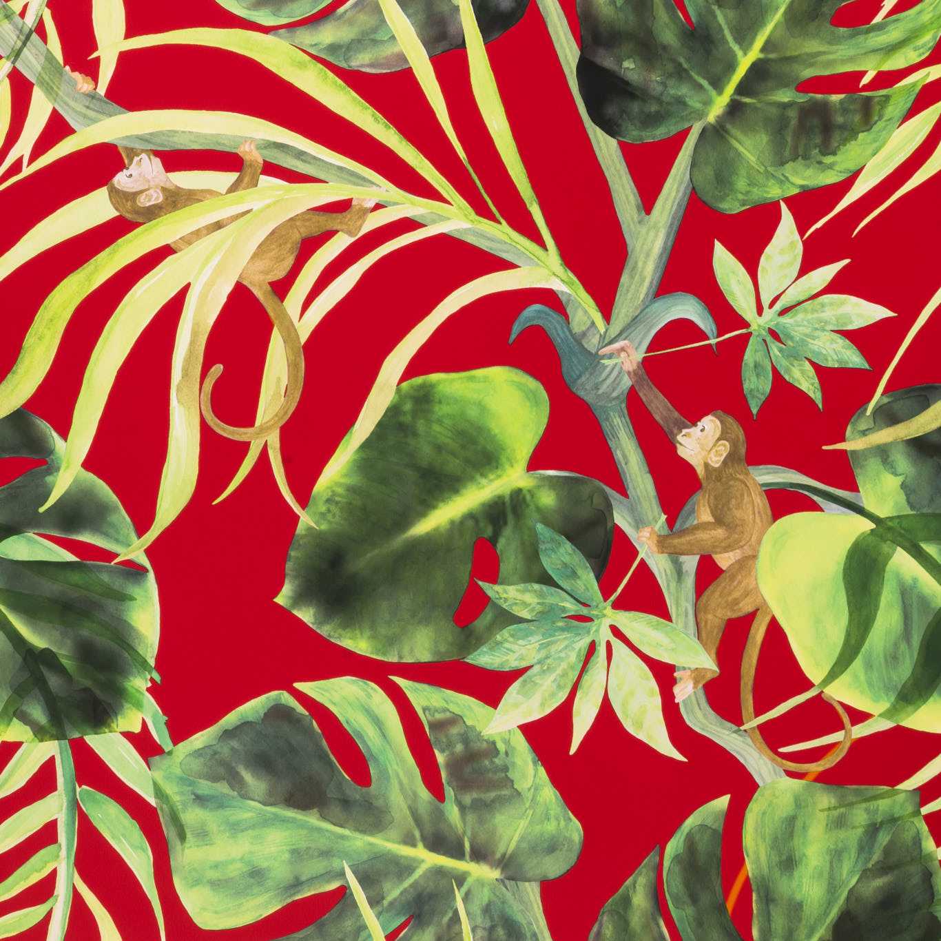 Monkey Business Wallpaper - Rouge - Clarke & Clarke - W0083/05 - Premier Wallcovering