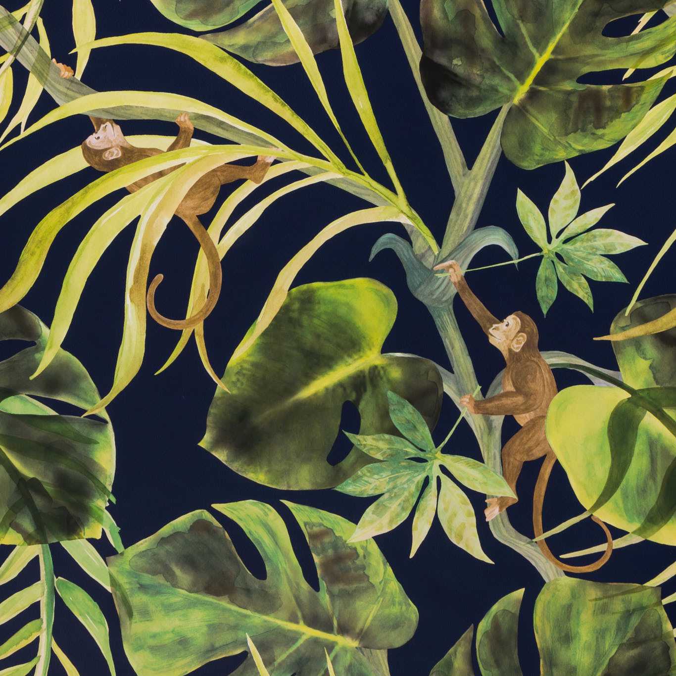 Monkey Business Wallpaper - Indigo - Clarke & Clarke - W0083/03 - Premier Wallcovering