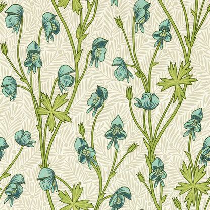 Monkshood Wallpaper - Aqua/Peashoot - 217344 - Morris & Co - Premier Wallcovering