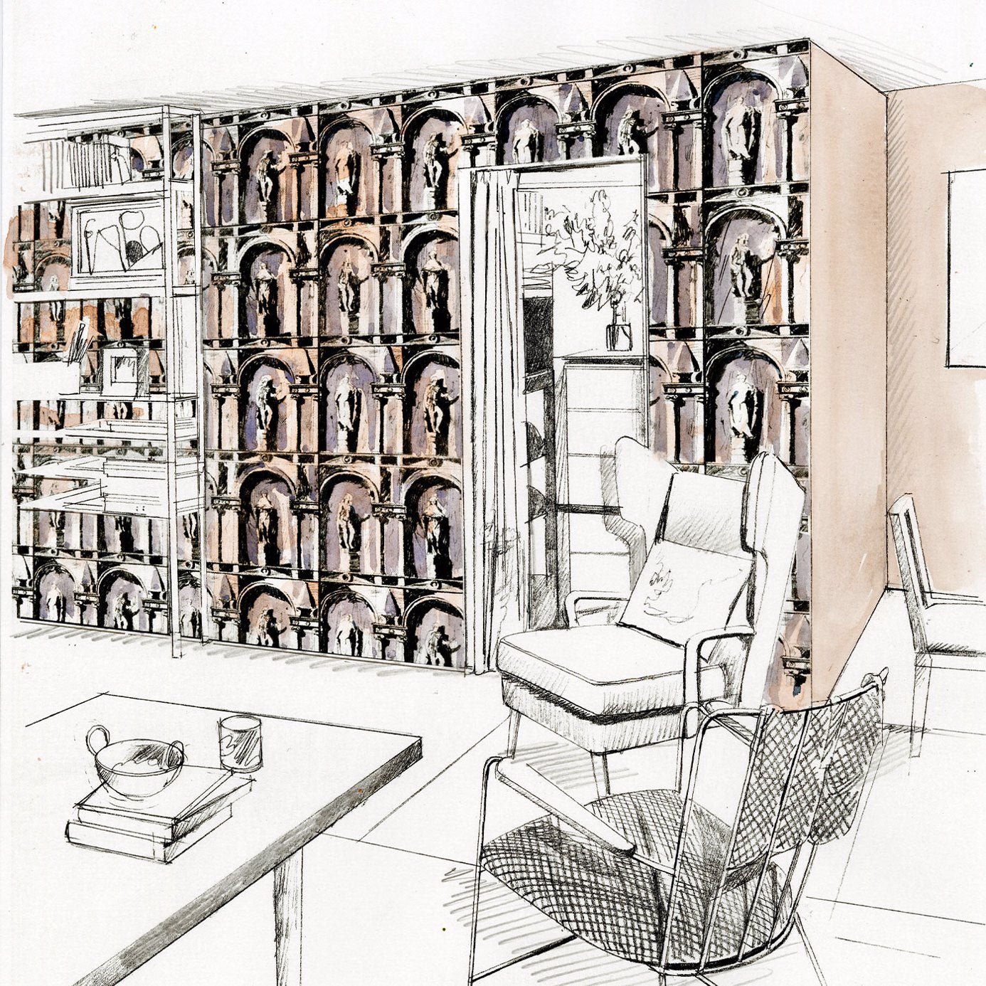 Montacute Wallpaper - City Grey/Bone Black - Zoffany - ZPLW312967 - Morris Wallpaper