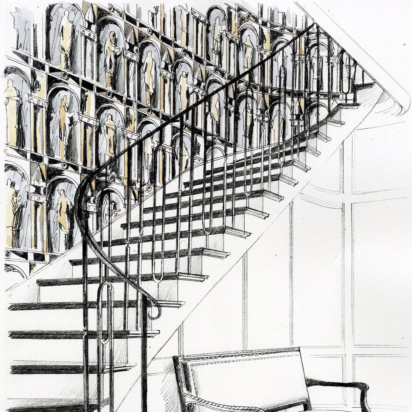 Montacute Wallpaper - City Grey/Bone Black - Zoffany - ZPLW312967 - Morris Wallpaper