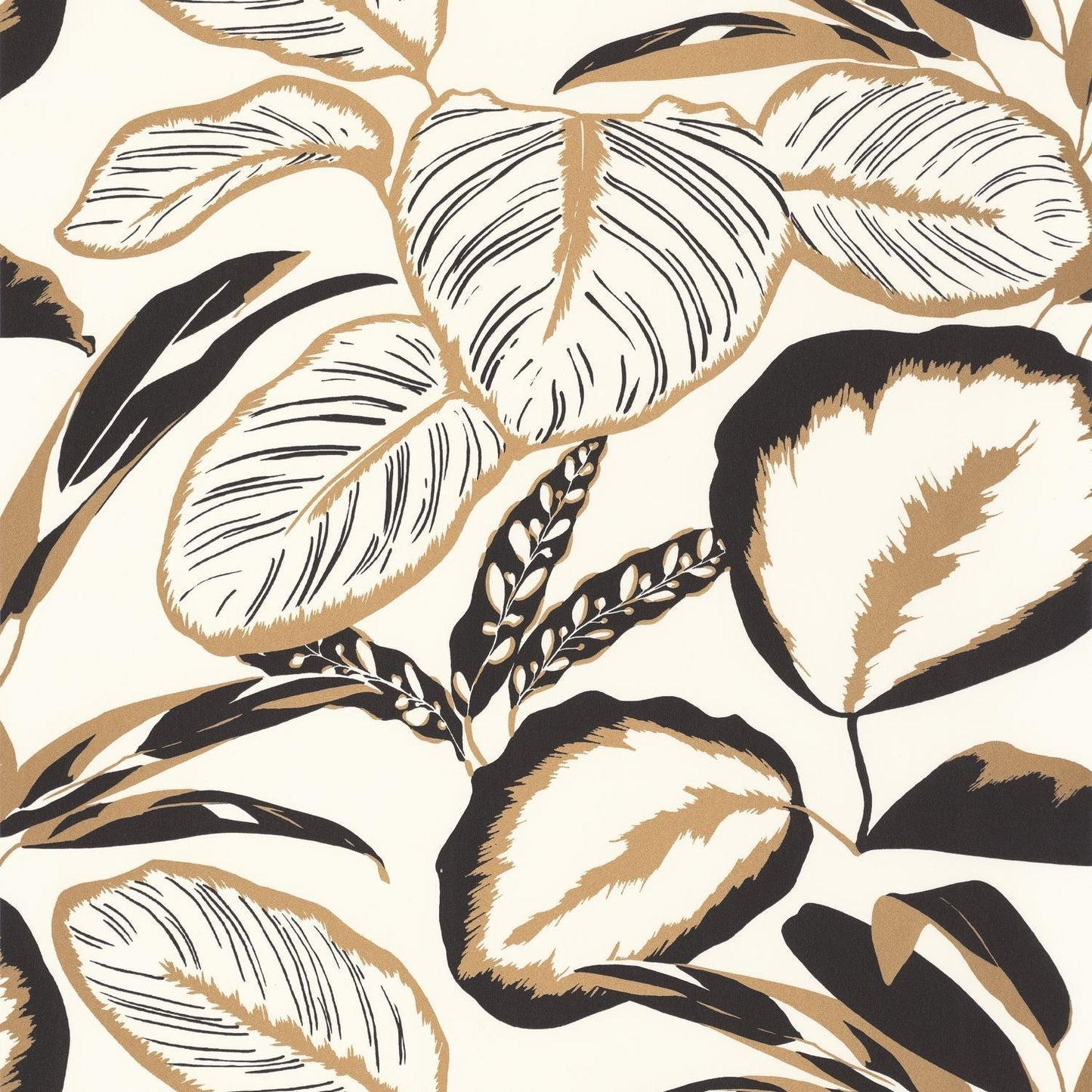 Moonlight Exotic Leaves Wallpaper - Noir - Caselio - 101082093