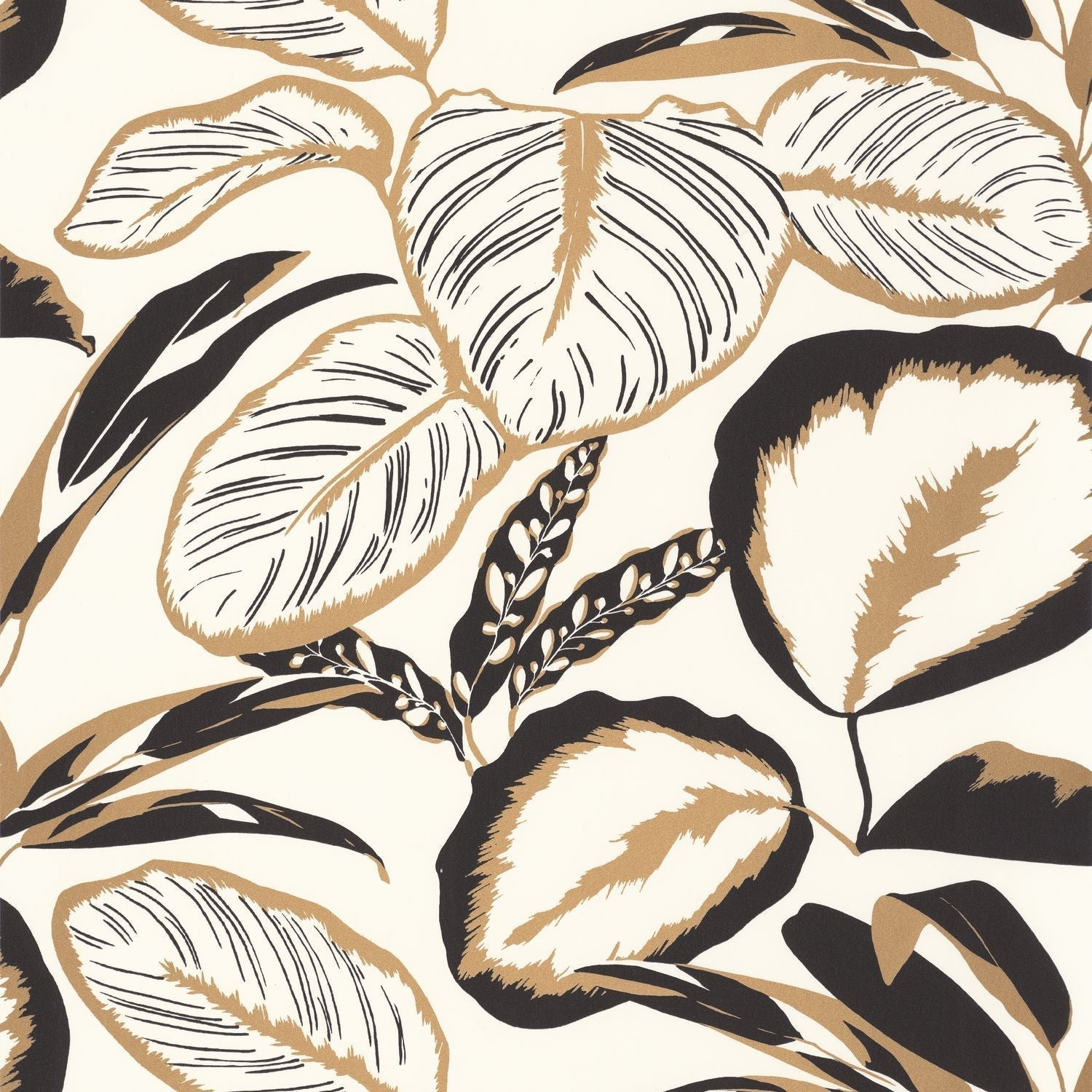Moonlight Exotic Leaves Wallpaper - Noir - Caselio - 101082093