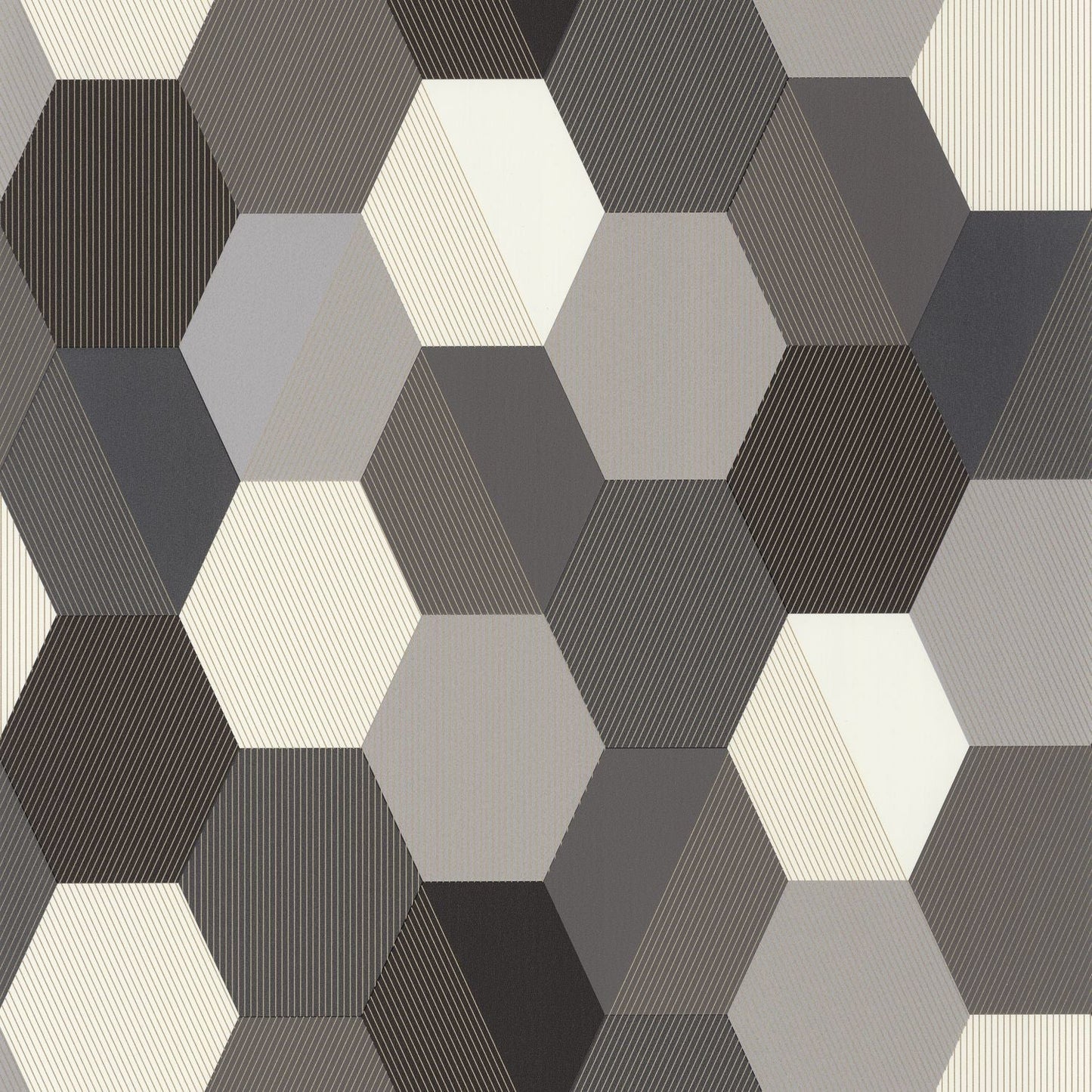 Moonlight Hexagone Wallpaper - Noir - Caselio - 100109023