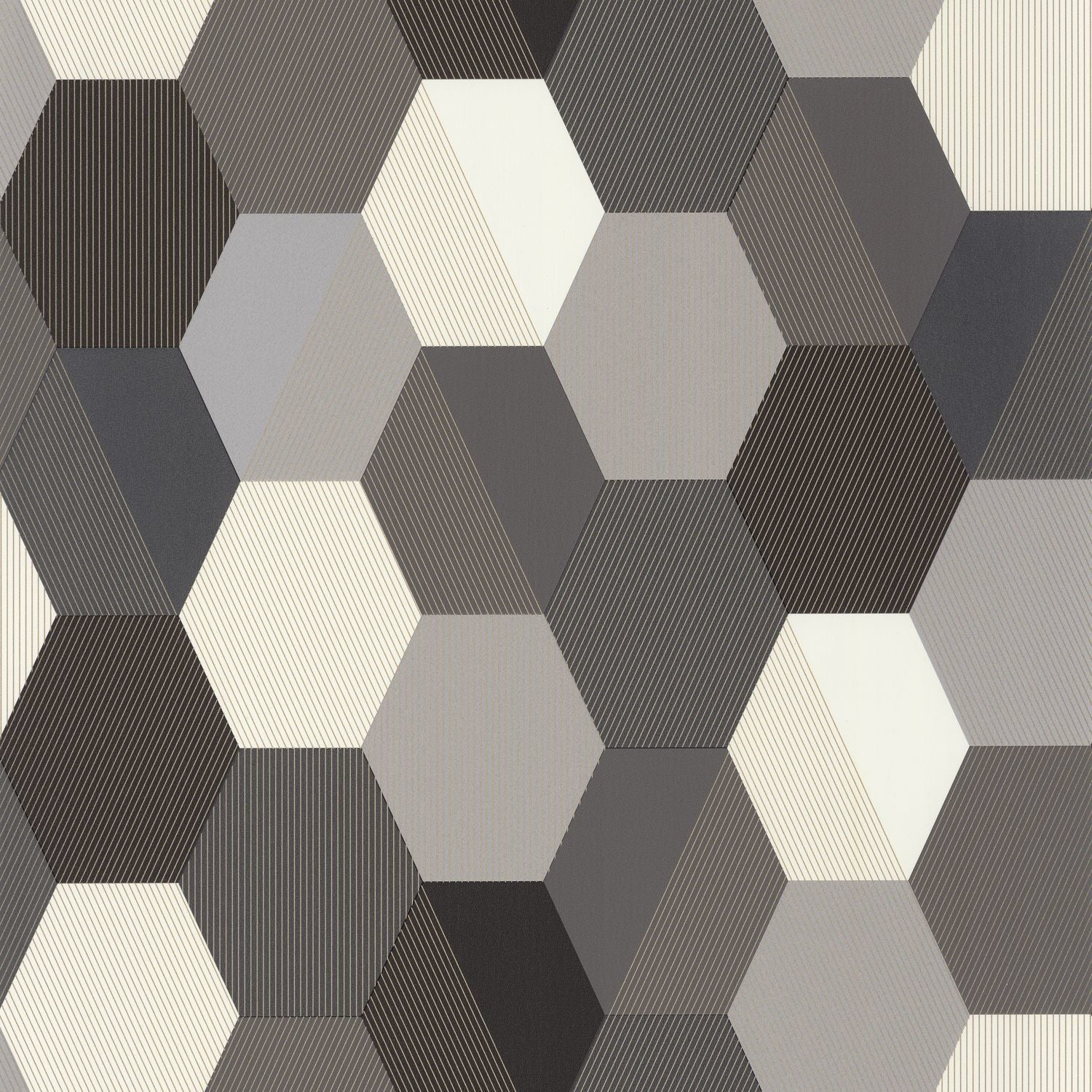 Moonlight Hexagone Wallpaper - Noir - Caselio - 100109023