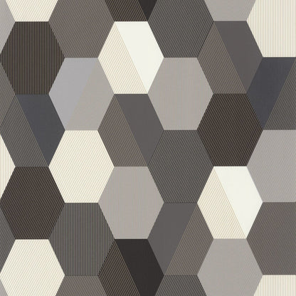 Moonlight Hexagone Wallpaper - Noir - Caselio - 100109023