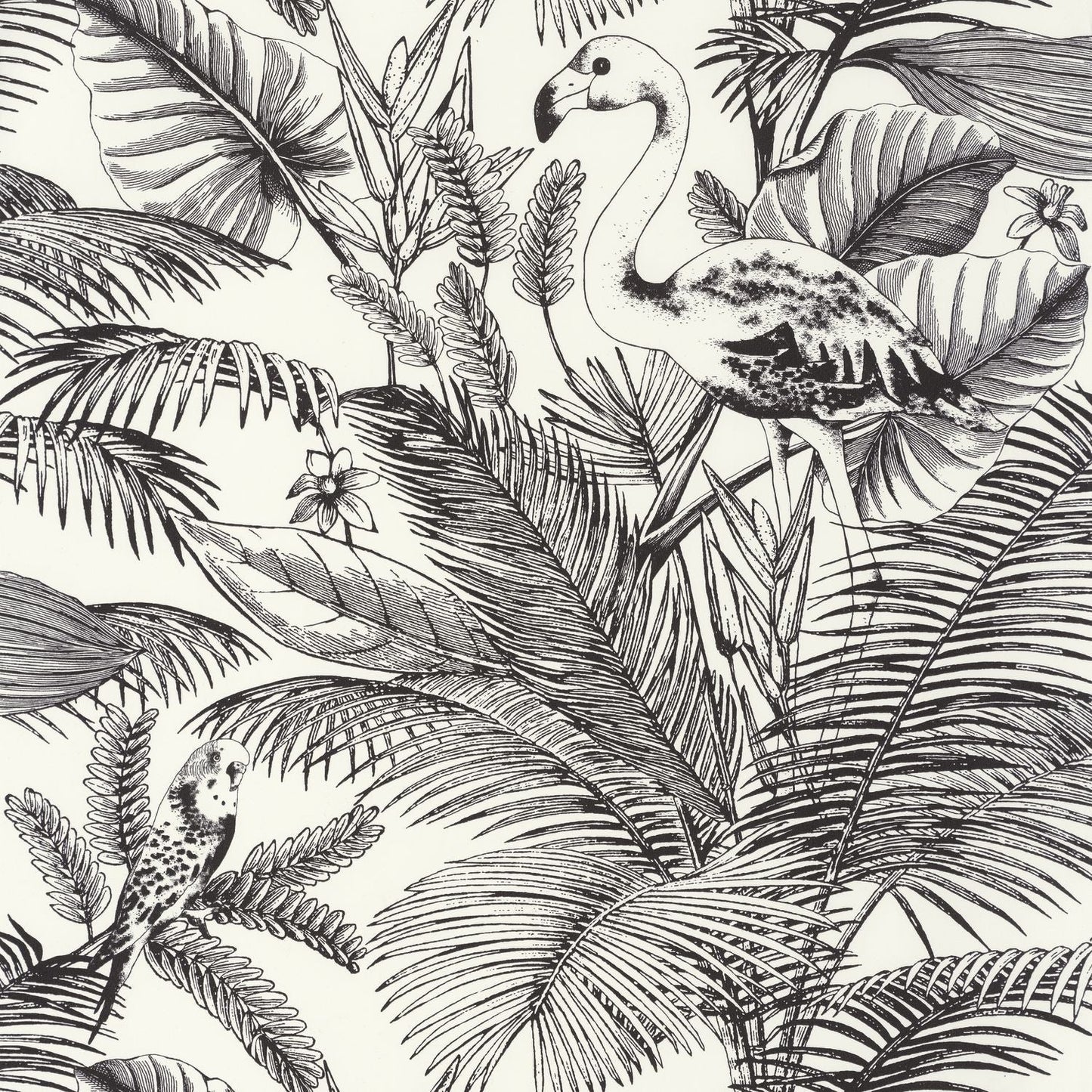Moonlight Tropical World Wallpaper - Noir Et Blanc - Caselio - 101039000