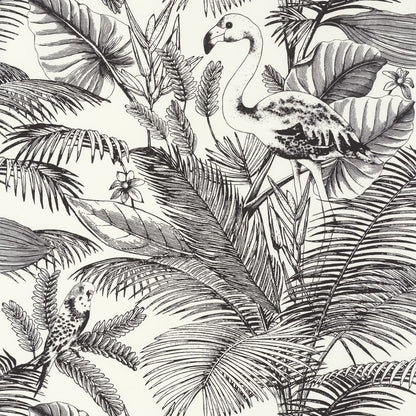 Moonlight Tropical World Wallpaper - Noir Et Blanc - Caselio - 101039000