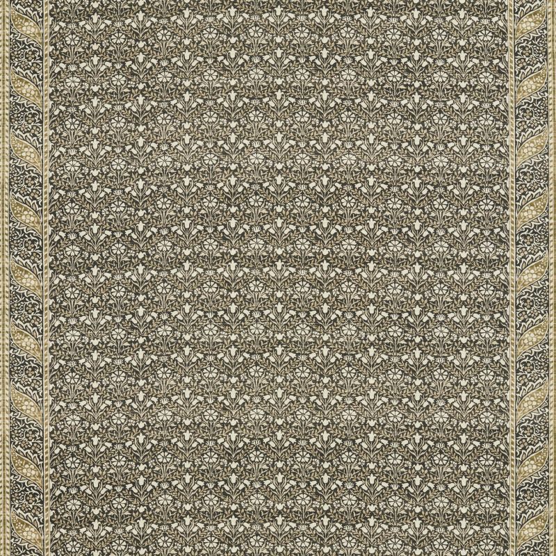 Morris Bellflowers Fabric - Charcoal/Olive - Morris & Co - 226405 - Premier Wallcovering
