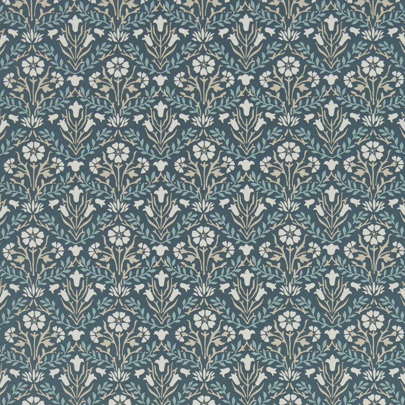 Morris Bellflowers Wallpaper - Indigo/Linen - Morris & Co - 216806 - Morris Wallpaper