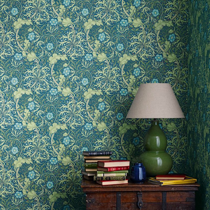 Morris Seaweed Wallpaper - Red/Gold - 214712 - Morris & Co