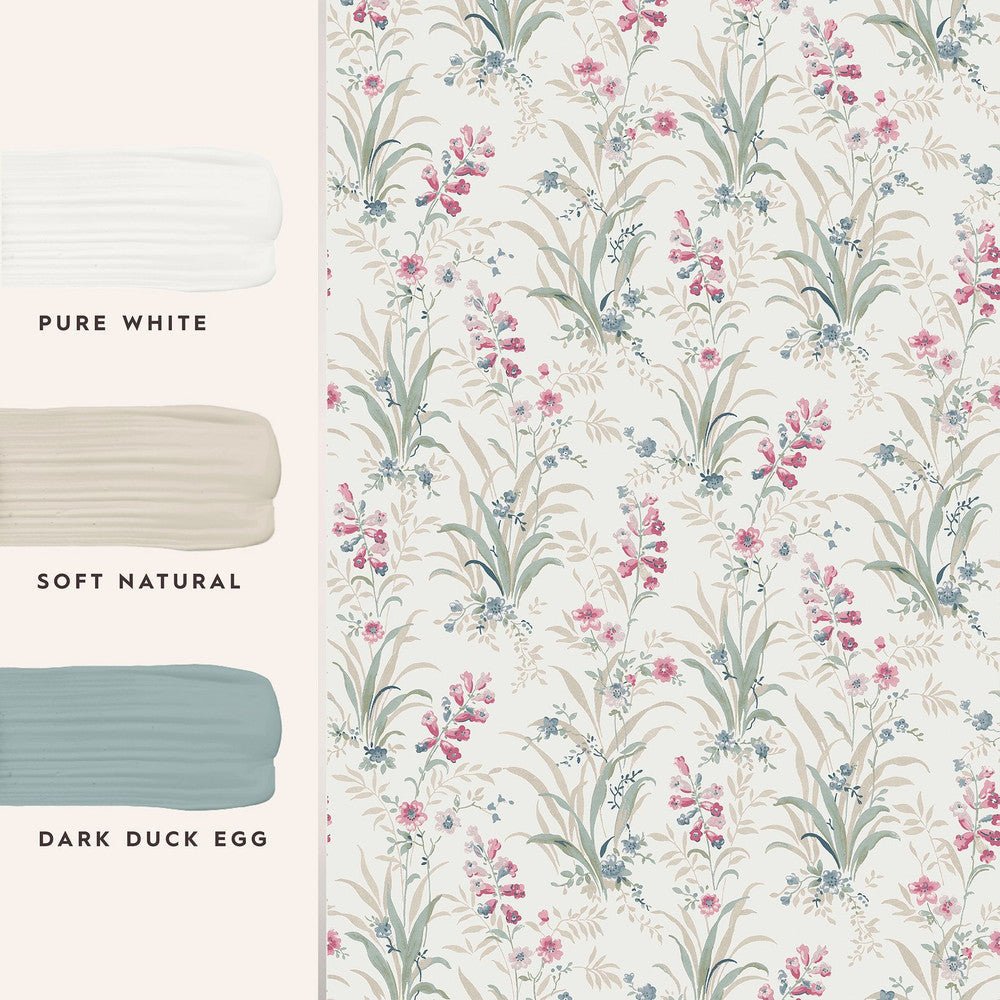 Mosedale Posy Wallpaper - Soft Natural - Laura Ashley - 122750 - Premier Wallcovering