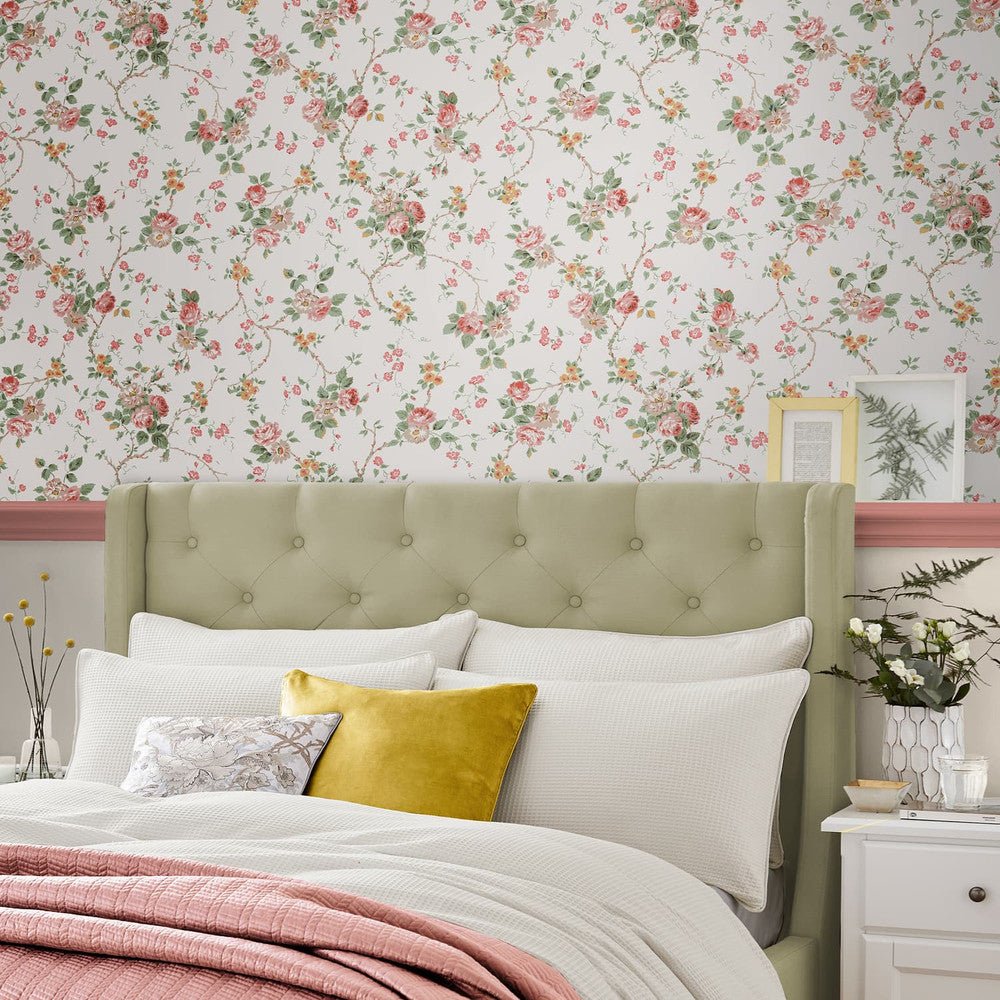 Mountney Garden Wallpaper - Antique Pink - Laura Ashley - 121083 - Premier Wallcovering