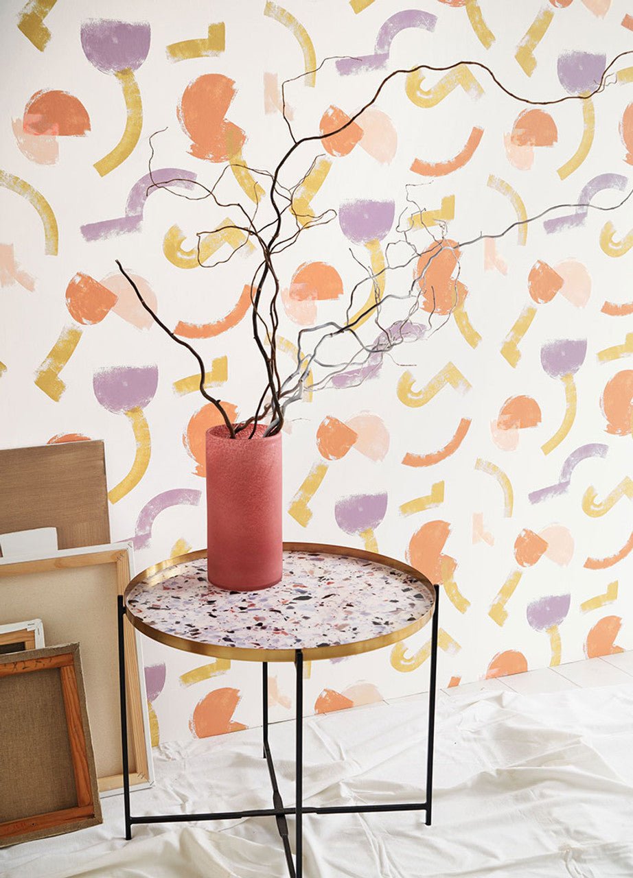 Mouvement Gallery Wallpaper - Parme And Orange - Casadeco - 86135124 - Premier Wallcovering