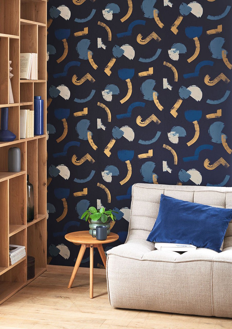 Mouvement Gallery Wallpaper - Bleu - Casadeco - 86136617 - Premier Wallcovering