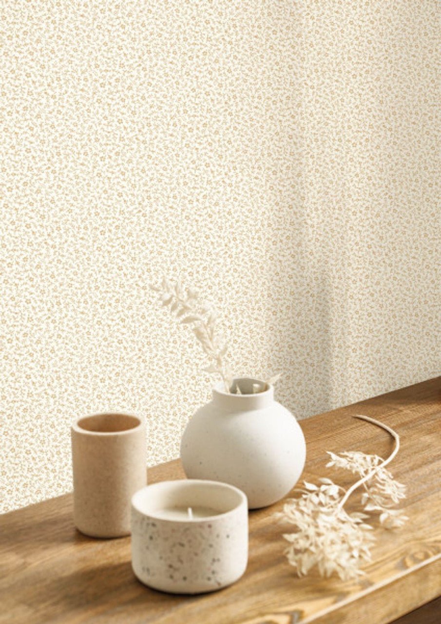 Myosotis Flower Market Wallpaper - Ficelle / Blanc - Casadeco - 89231111 - Premier Wallcovering