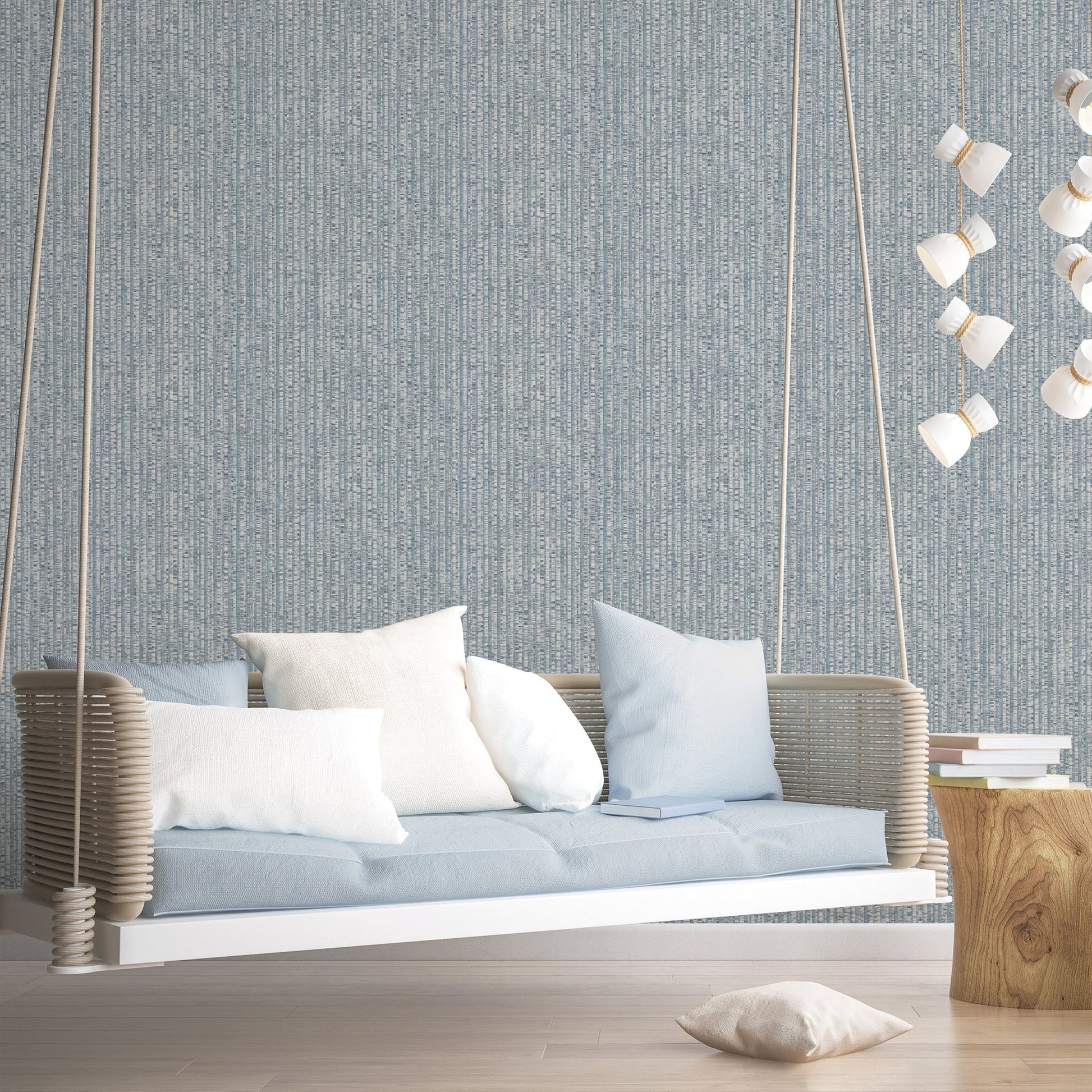 Natural FX 2 Bamboo Wallpaper - Blue / White - Galerie - G67764 - Premier Wallcovering