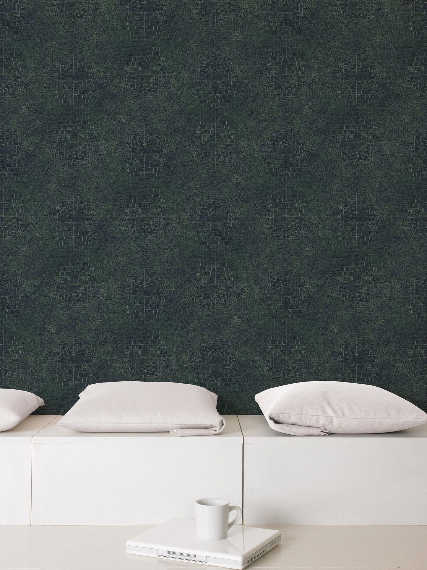 Natural FX 2 Crocodile Wallpaper - Green - Galerie - G67505 - Premier Wallcovering