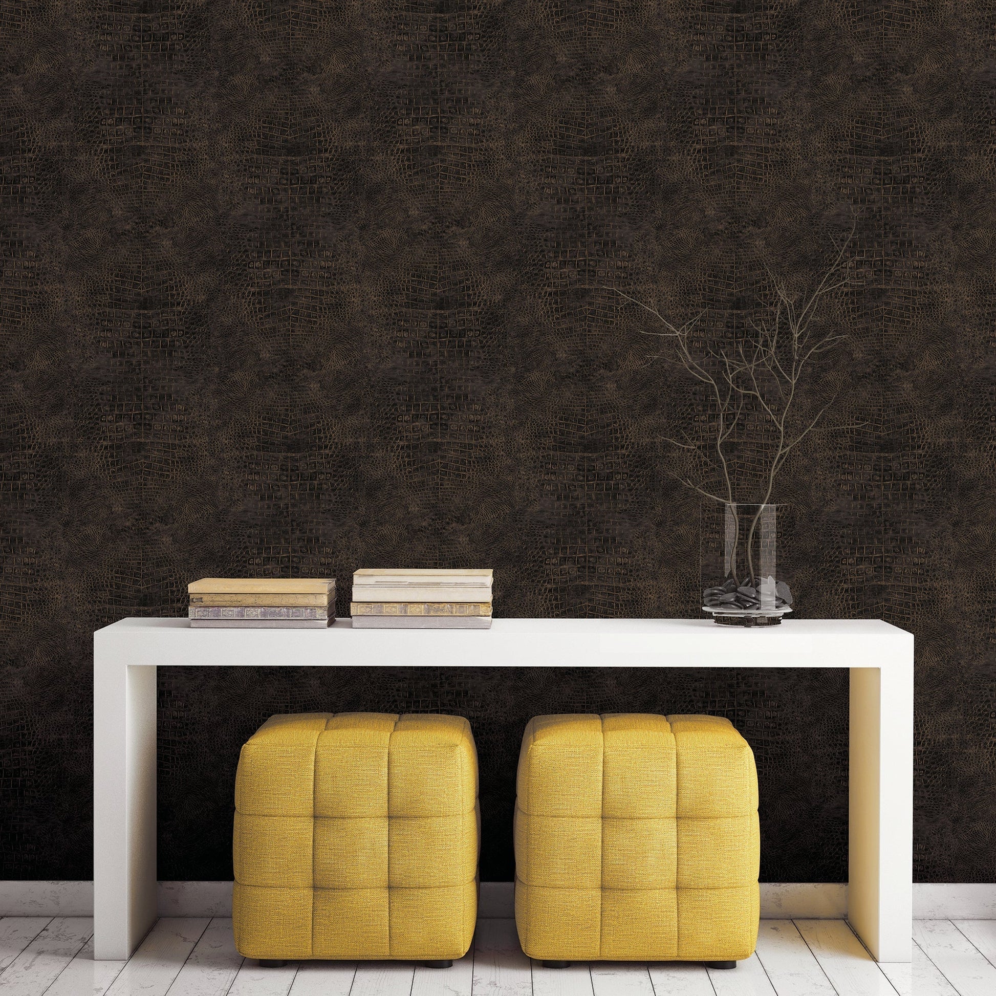 Natural FX 2 Crocodile Wallpaper - Copper - Galerie - G67500 - Premier Wallcovering