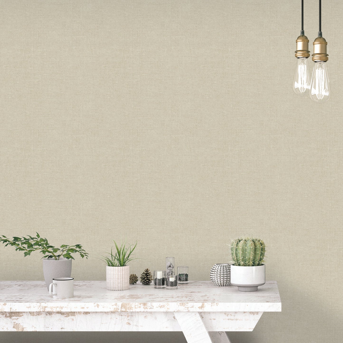 Natural FX 2 Hessian Wallpaper - Sheen Beige - Galerie - G67436 - Premier Wallcovering