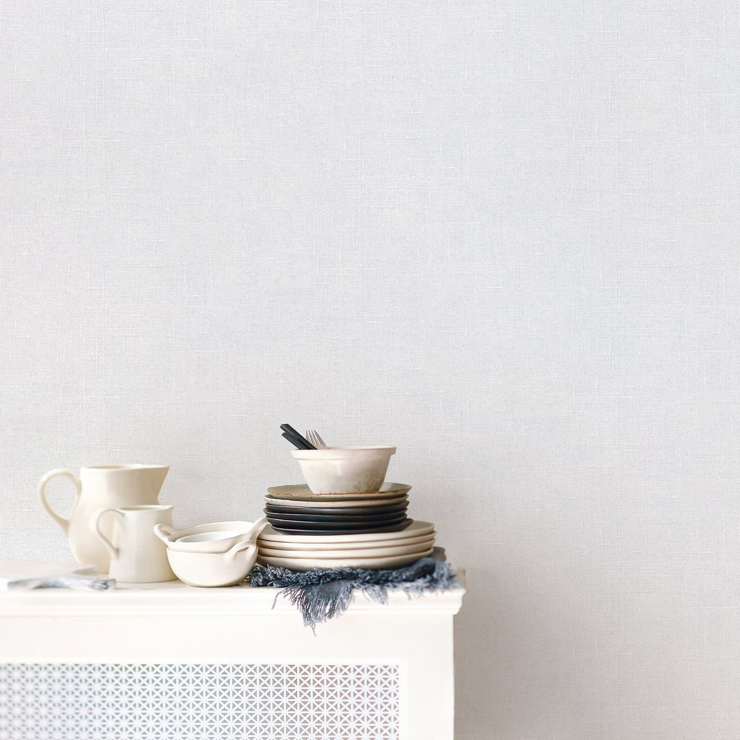 Natural FX 2 Hessian Wallpaper - Grey - Galerie - G67444 - Premier Wallcovering