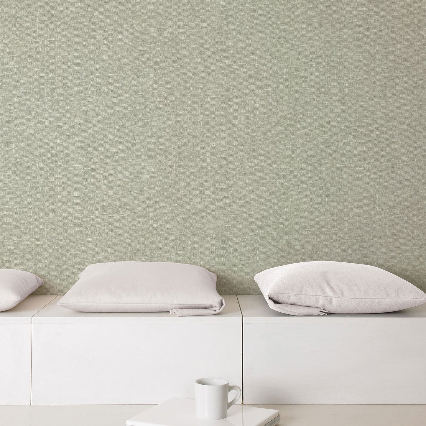 Natural FX 2 Hessian Wallpaper - Green - Galerie - G67437 - Premier Wallcovering