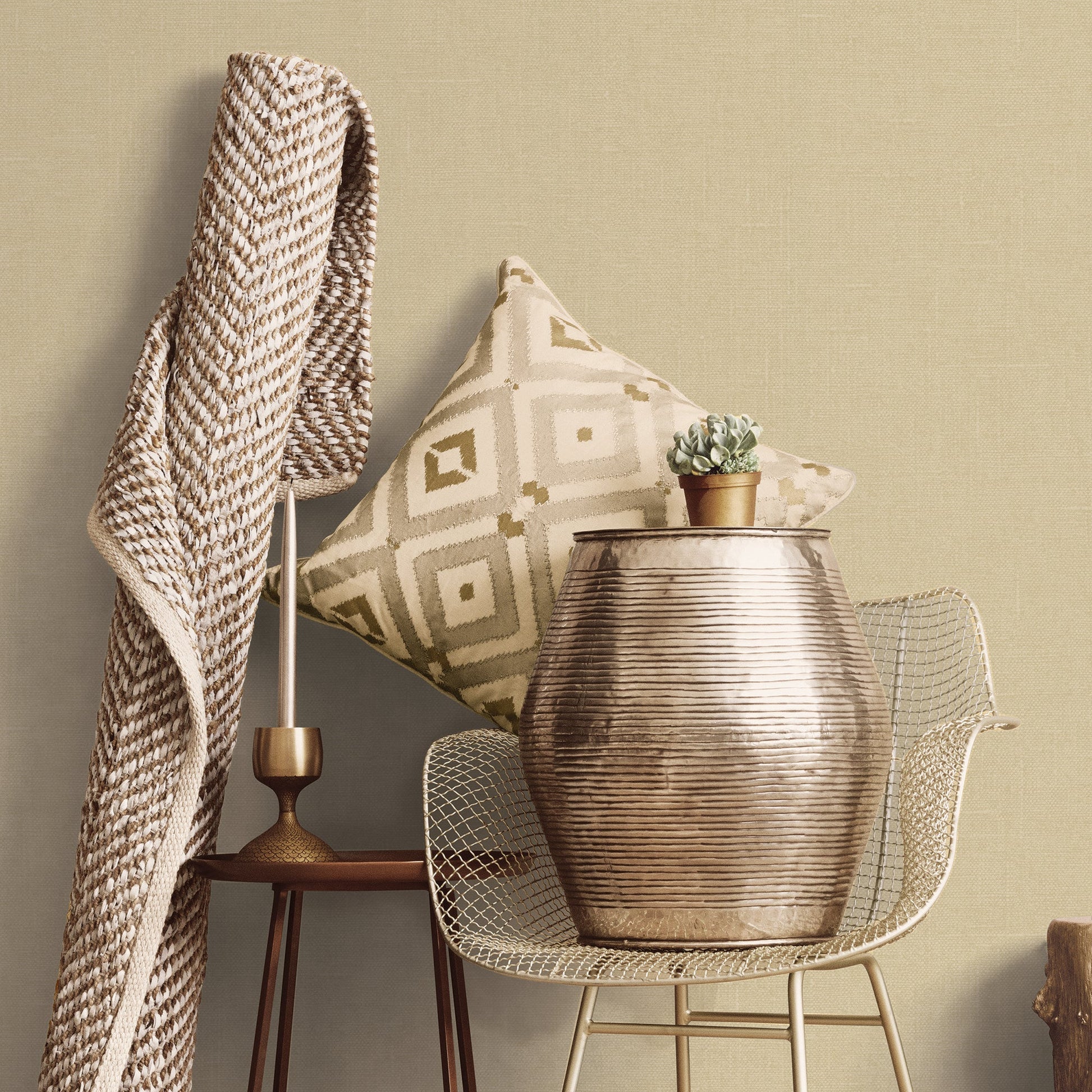 Natural FX 2 Hessian Wallpaper - Cream - Galerie - G67445 - Premier Wallcovering