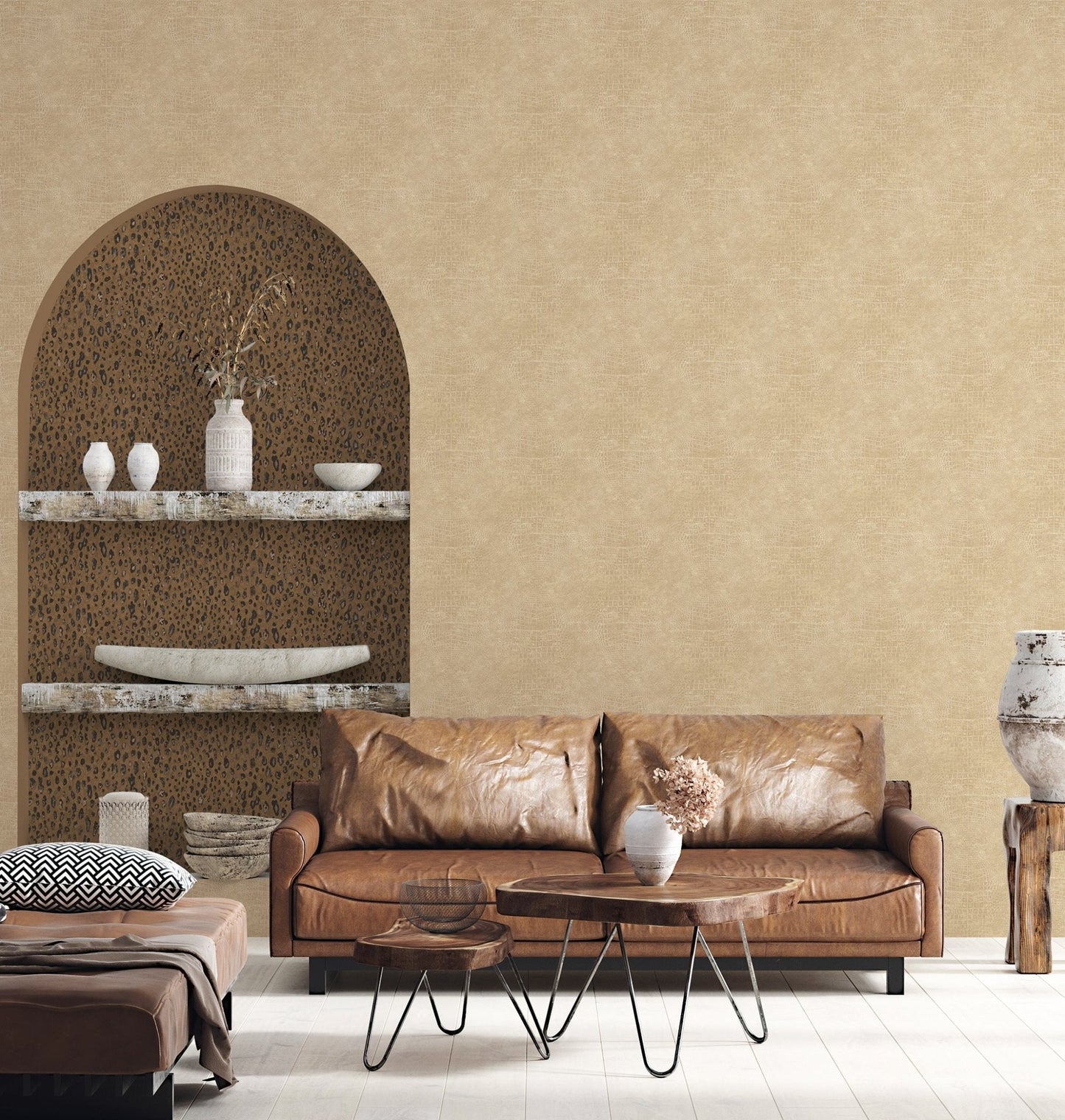 Natural FX 2 Leopard Wallpaper - Bronze Brown / Black - Galerie - G67760 - Premier Wallcovering