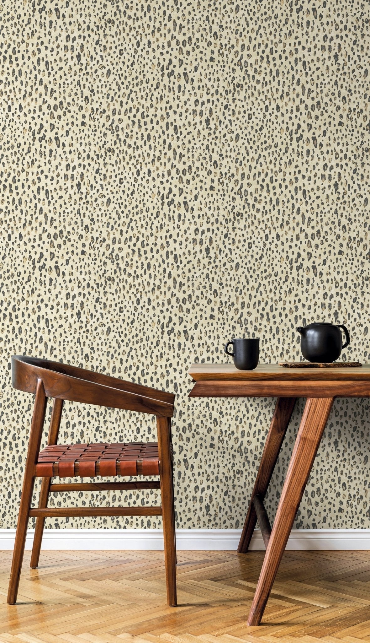 Natural FX 2 Leopard Wallpaper - Cream / Black / Gold - Galerie - G67761 - Premier Wallcovering