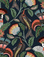 Nene Wallpaper - Tangerine, Forest Green & Petrol on Ink - 119/8037 - Cole & Son - Premier Wallcovering