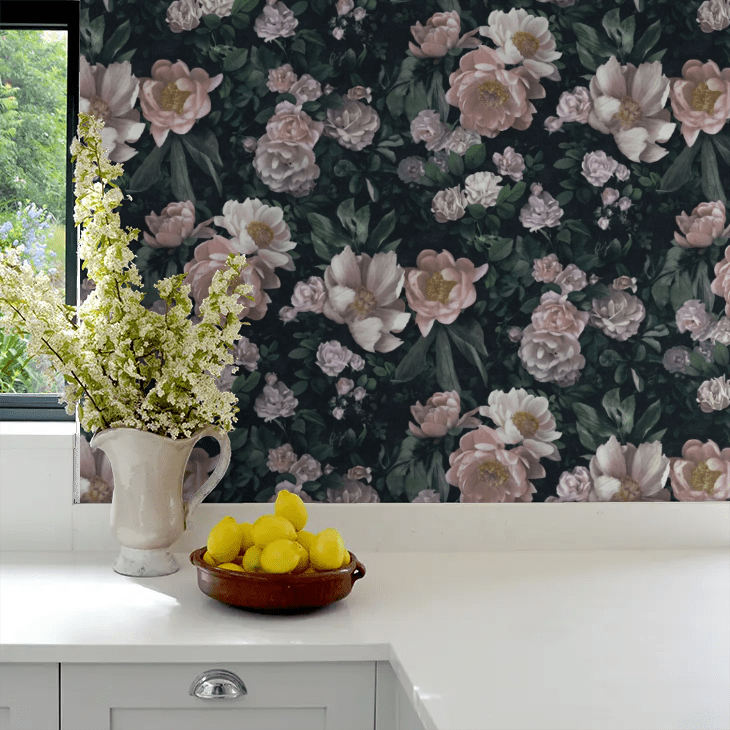 New Dawn Rose Wallpaper - Black - Boråstapeter - 7234 - Premier Wallcovering