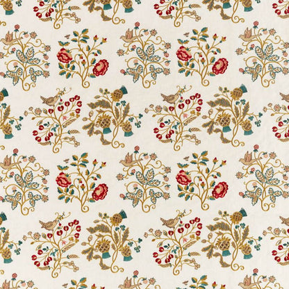 Newill Embroidery Fabric - Antique/Carmine - Morris & Co - 236824 - Premier Wallcovering