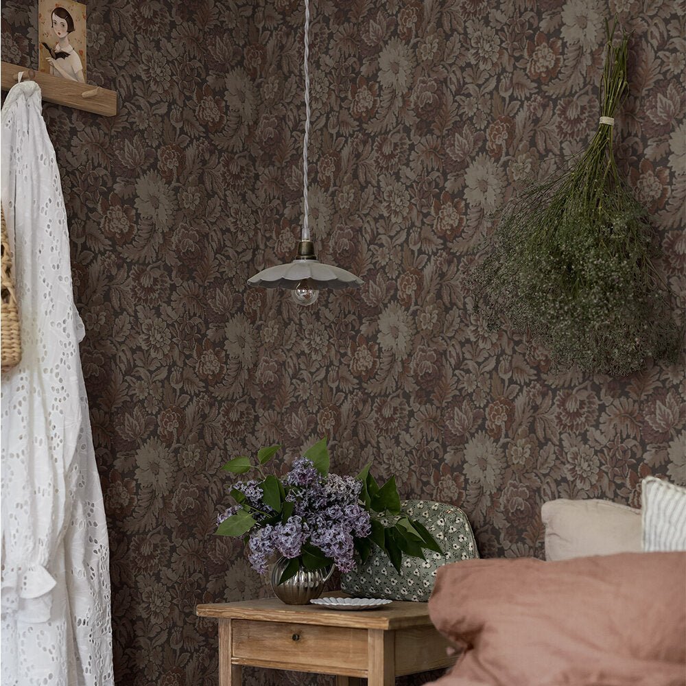 Nightingale Garden Wallpaper - Earthy Pink - Boråstapeter - 3563 - Premier Wallcovering