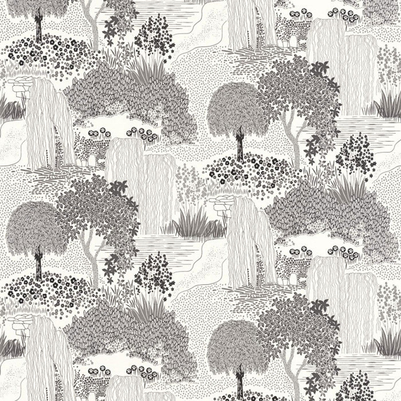 Niwa Kyoto Wallpaper - Noir Fusain - Casadeco - 88729015 - Premier Wallcovering